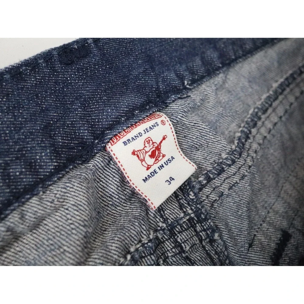 True Religion Jeans Mens 34x32 Rainbow Billy Denim Pants Flap Pockets Cotton USA